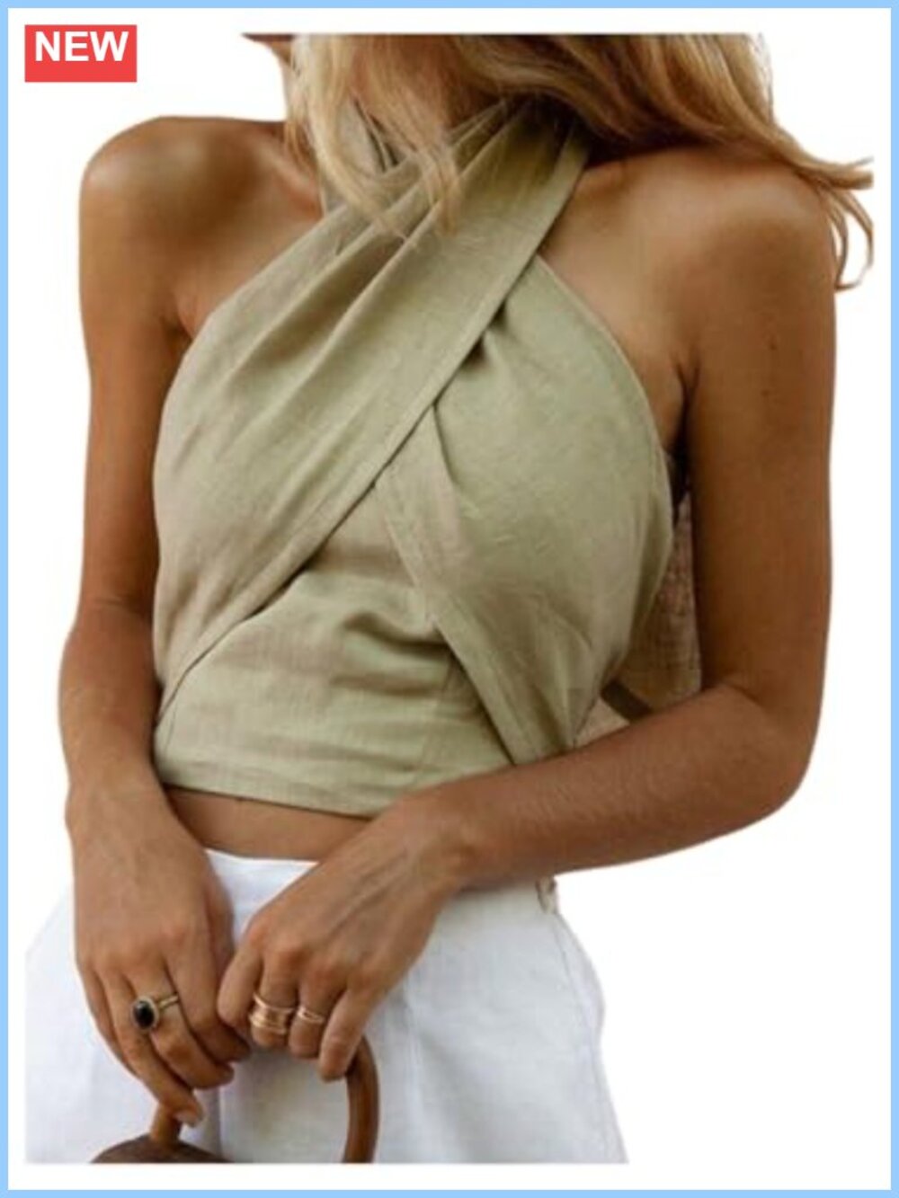 SweatyRocks Women's Wrap Halter Top Crisscross Backless Sleeveless Crop Top